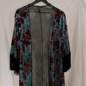 Velvet floral kimono Cardigan